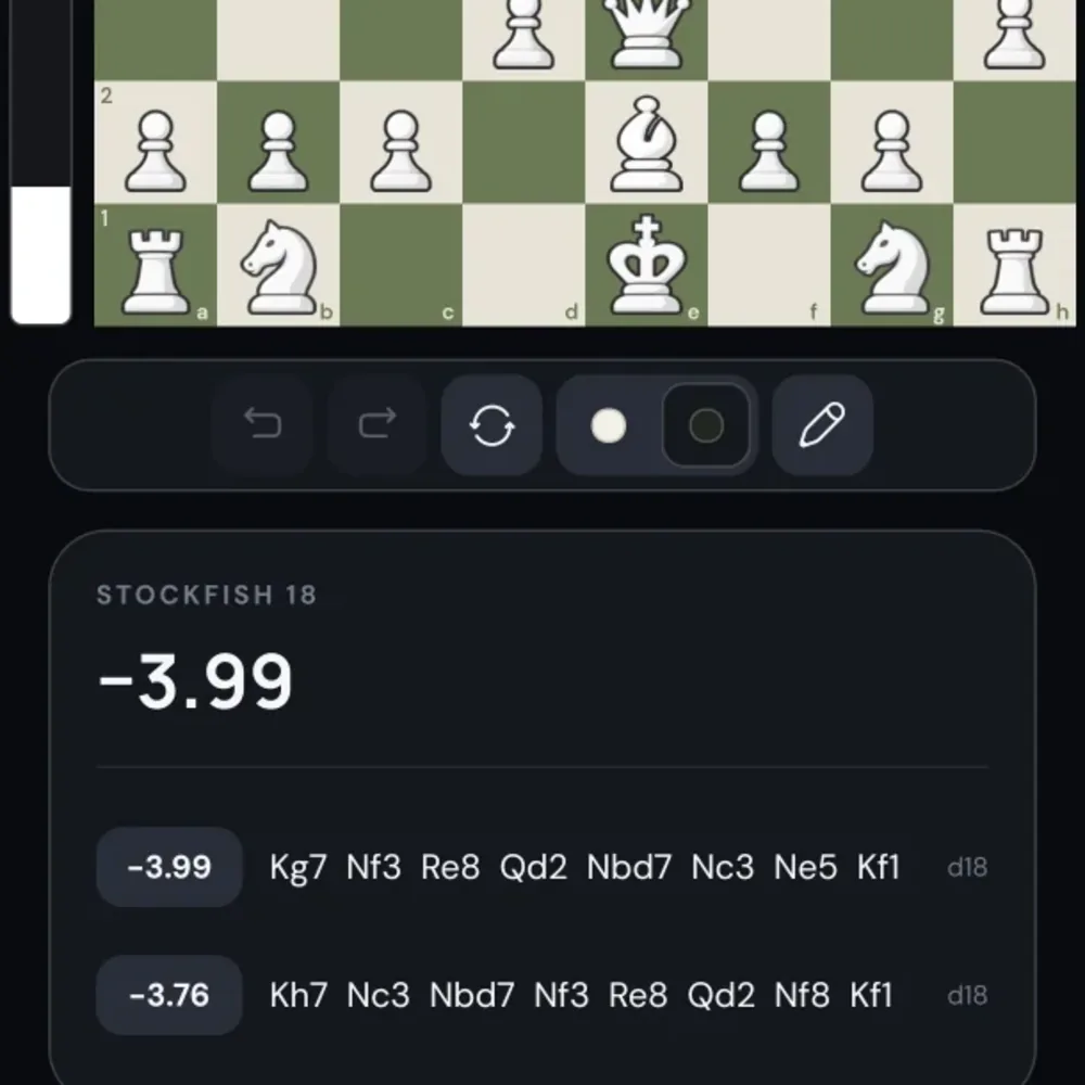Chesspresso Stockfish 18 evaluation and principal variation